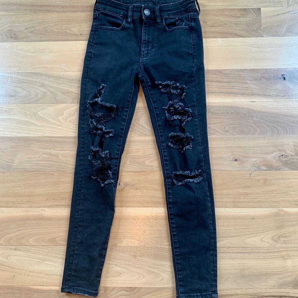 American Eagle High Rise Jegging Black 0 short